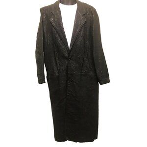 Canadian Made  Men's Black Crinkled Leather Duster Buster